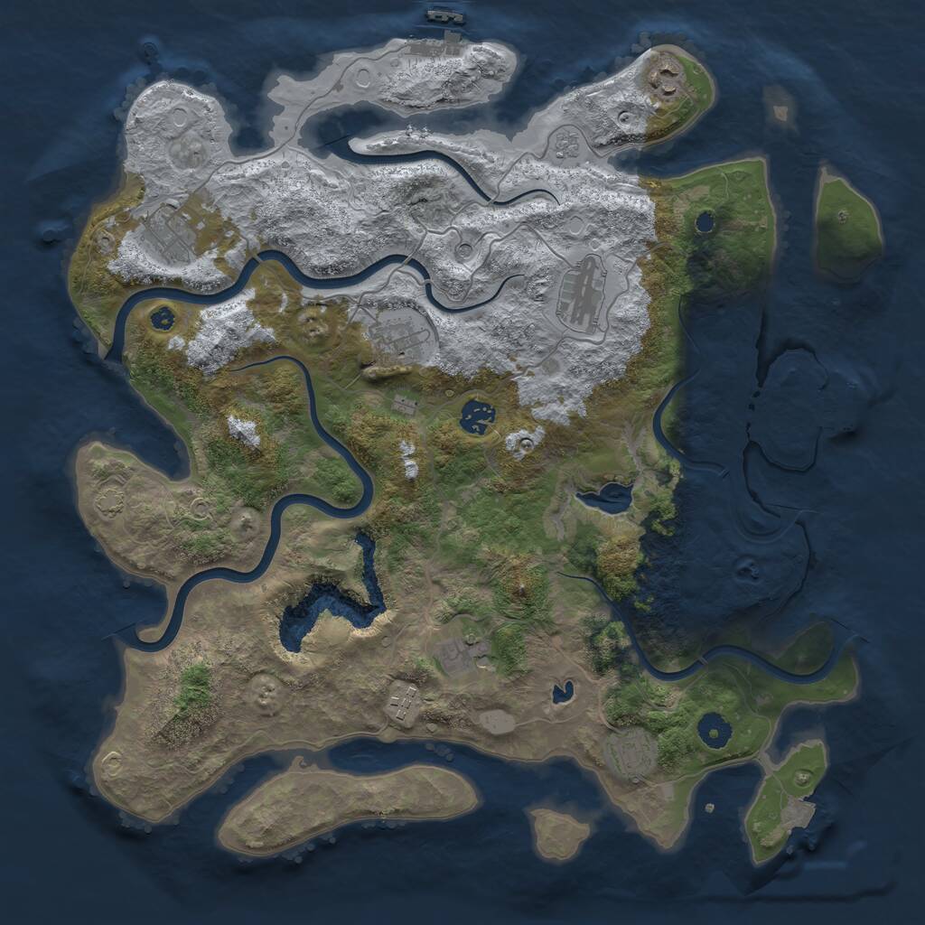 Rust Map: Procedural Map, Size: 4050, Seed: 1656845470, 14 Monuments