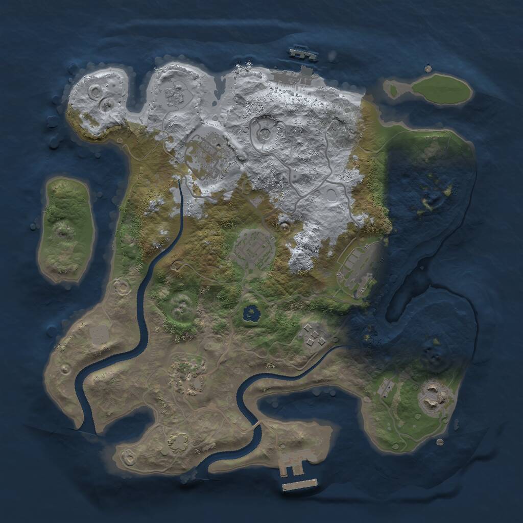 Rust Map: Procedural Map, Size: 3000, Seed: 2183, 12 Monuments