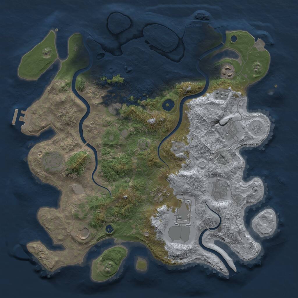 Rust Map: Procedural Map, Size: 3750, Seed: 136552677, 15 Monuments