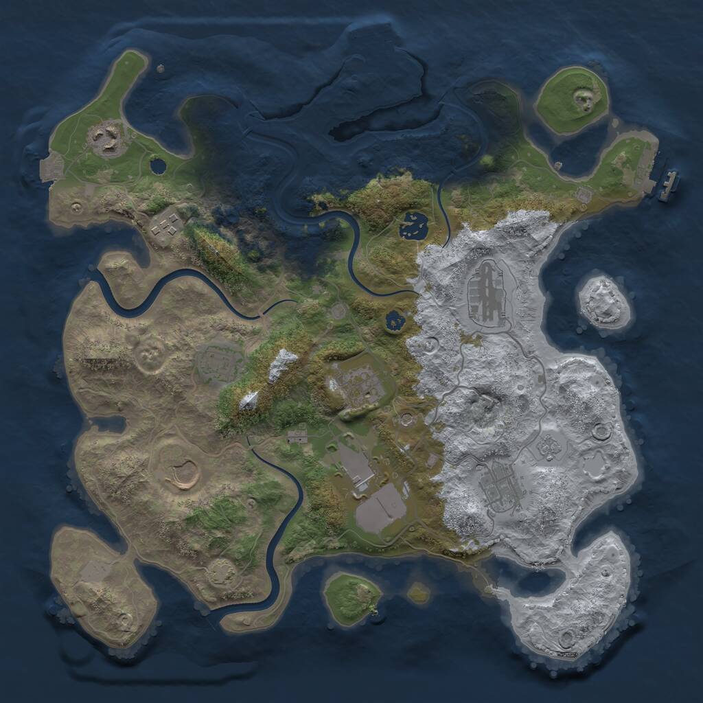 Rust Map: Procedural Map, Size: 3600, Seed: 13625, 15 Monuments