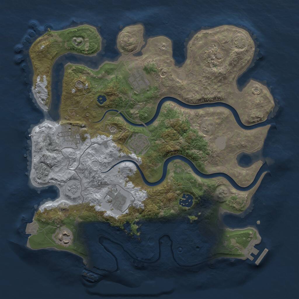 Rust Map: Procedural Map, Size: 3250, Seed: 2046706706, 14 Monuments