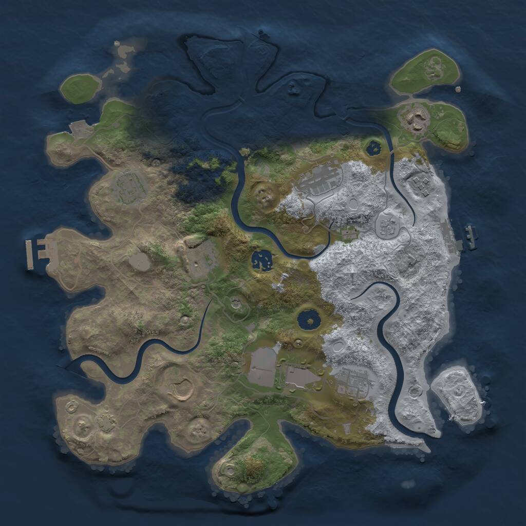 Rust Map: Procedural Map, Size: 3600, Seed: 686787, 15 Monuments
