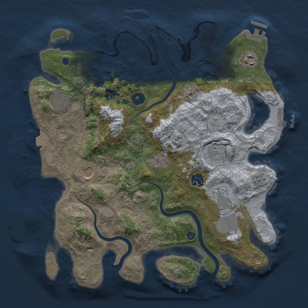Rust Map: Procedural Map, Size: 3600, Seed: 668065, 14 Monuments