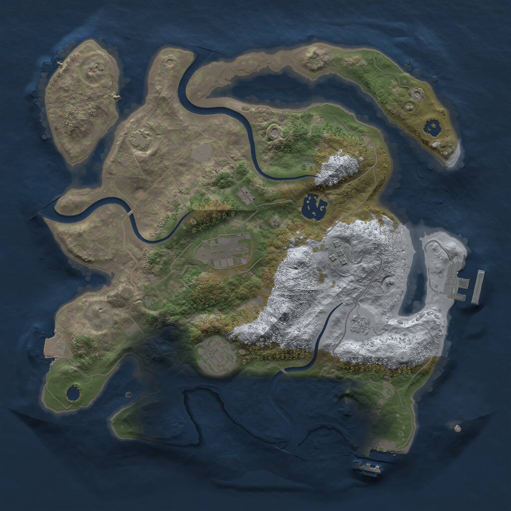 Rust Map: Procedural Map, Size: 3000, Seed: 427180254, 9 Monuments