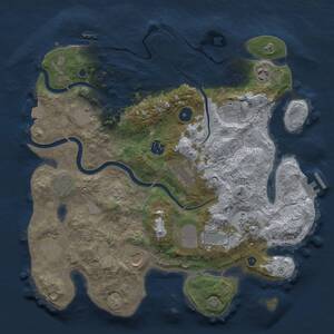 Thumbnail Rust Map: Procedural Map, Size: 3700, Seed: 1303641554, 17 Monuments