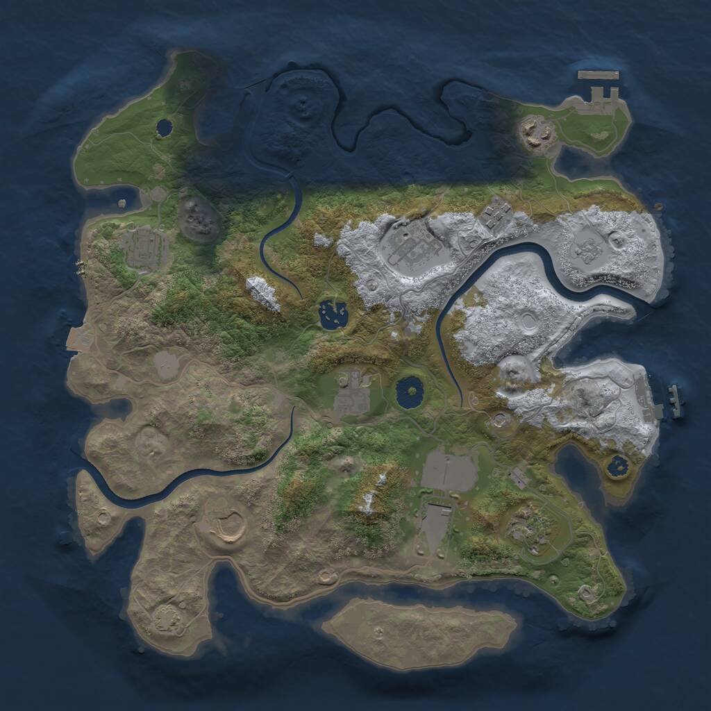 Rust Map: Procedural Map, Size: 3500, Seed: 650214615, 15 Monuments