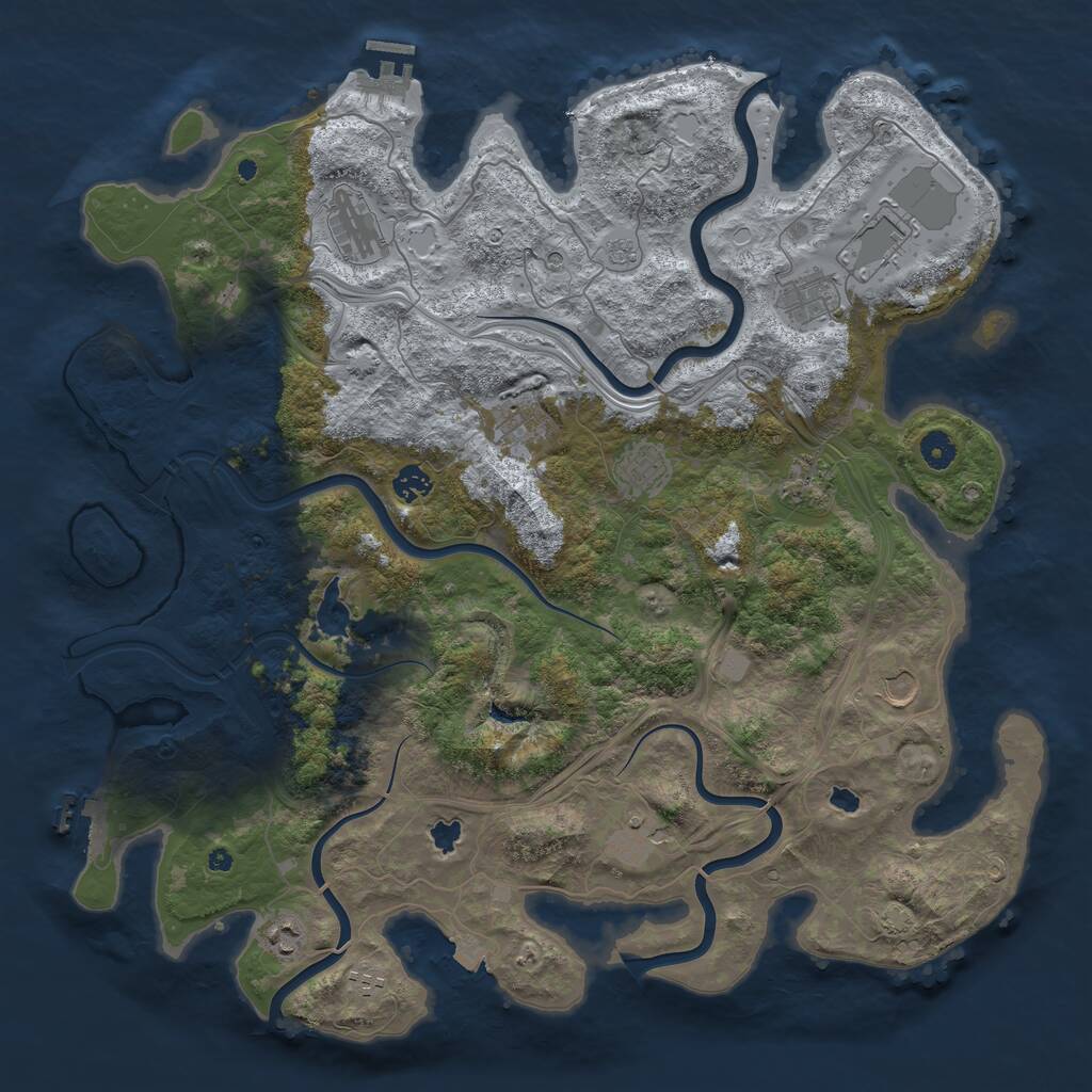 Rust Map: Procedural Map, Size: 4500, Seed: 244545215, 17 Monuments