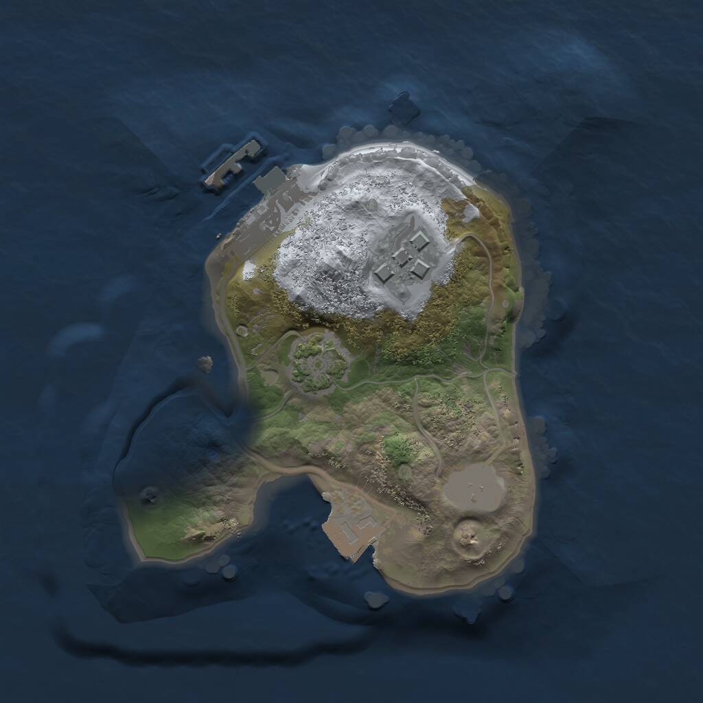 Rust Map: Procedural Map, Size: 1655, Seed: 1, 4 Monuments