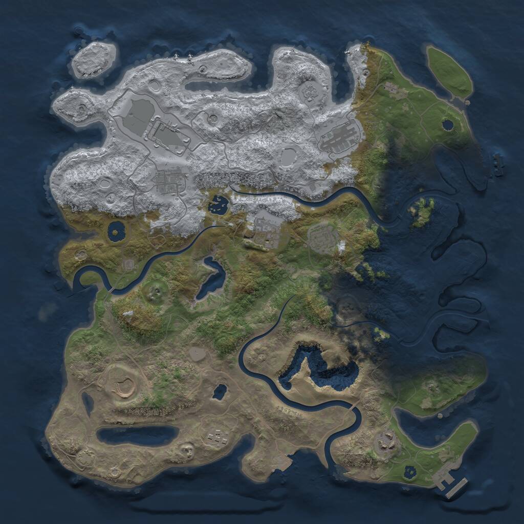 Rust Map: Procedural Map, Size: 4000, Seed: 255255, 15 Monuments