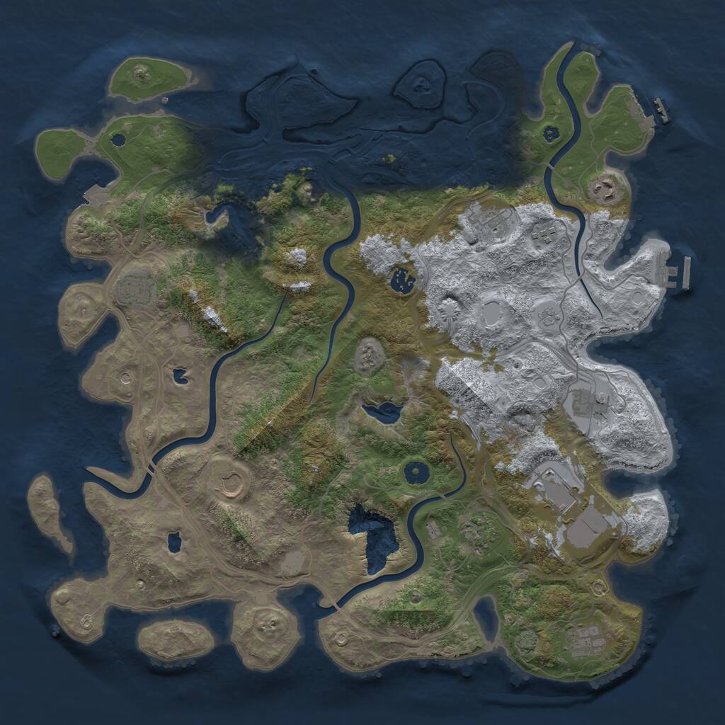 Rust Map: Procedural Map, Size: 4500, Seed: 607841622, 16 Monuments