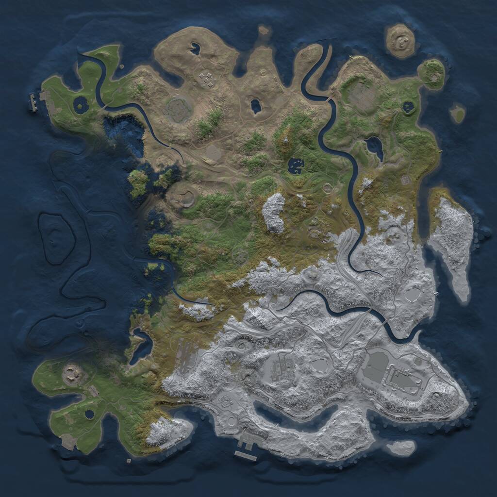 Rust Map: Procedural Map, Size: 4500, Seed: 29041966, 16 Monuments