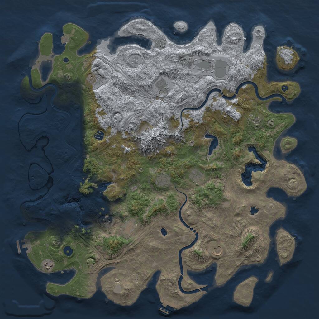 Rust Map: Procedural Map, Size: 5000, Seed: 725425769, 17 Monuments