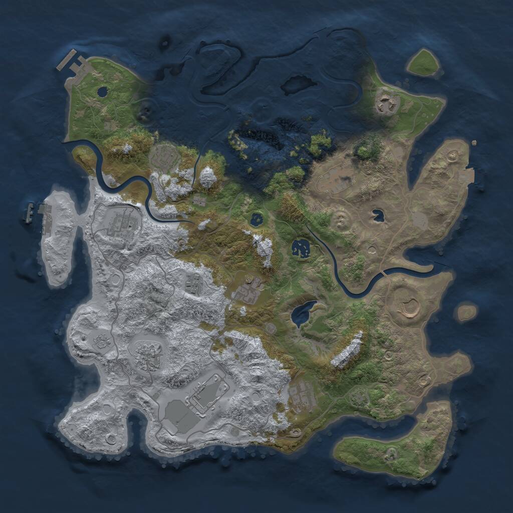 Rust Map: Procedural Map, Size: 4000, Seed: 264863771, 17 Monuments
