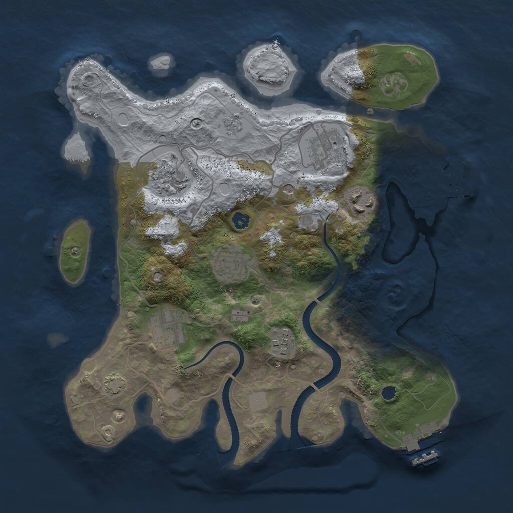 Rust Map: Procedural Map, Size: 3000, Seed: 58456586, 12 Monuments