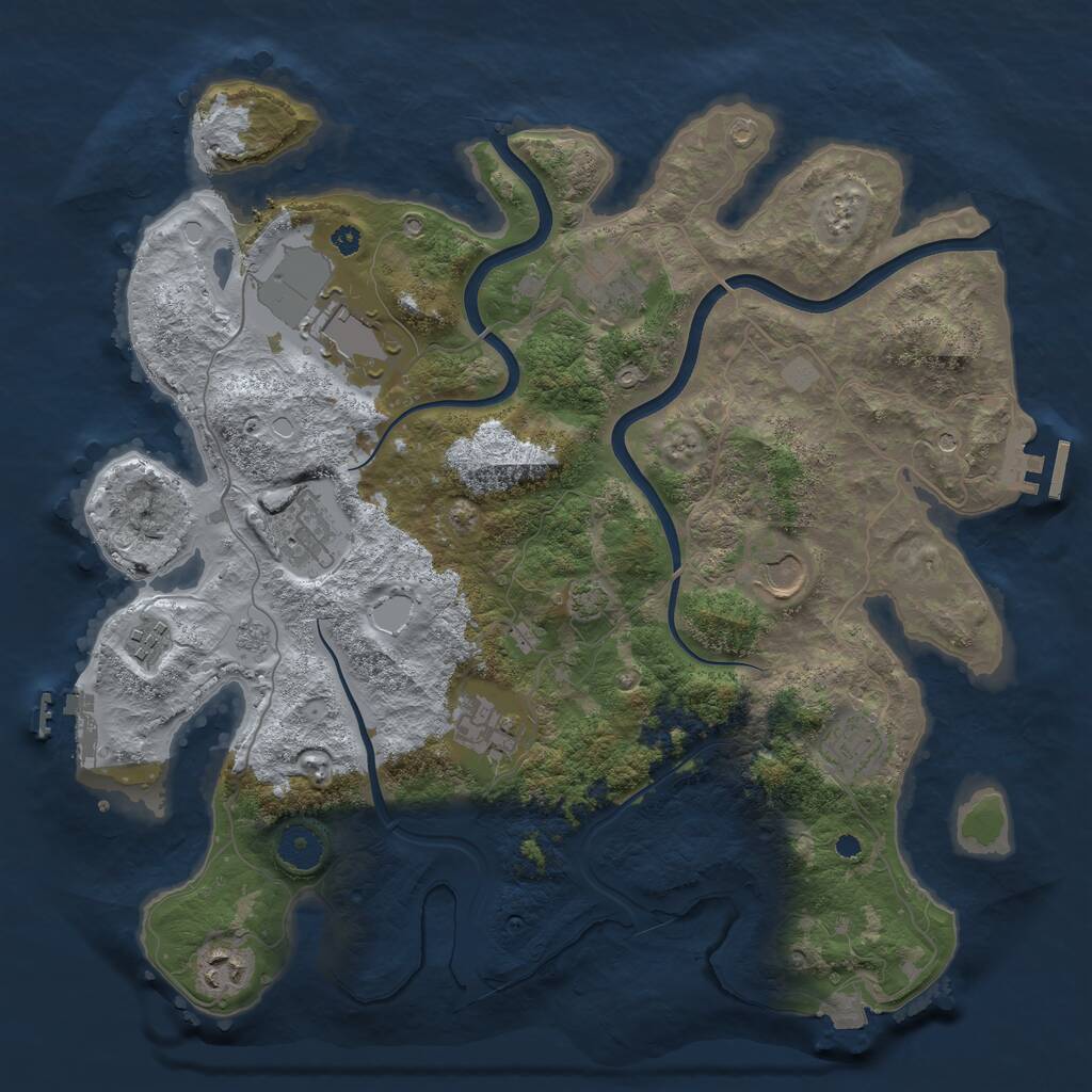 Rust Map: Procedural Map, Size: 3750, Seed: 1014208028, 14 Monuments