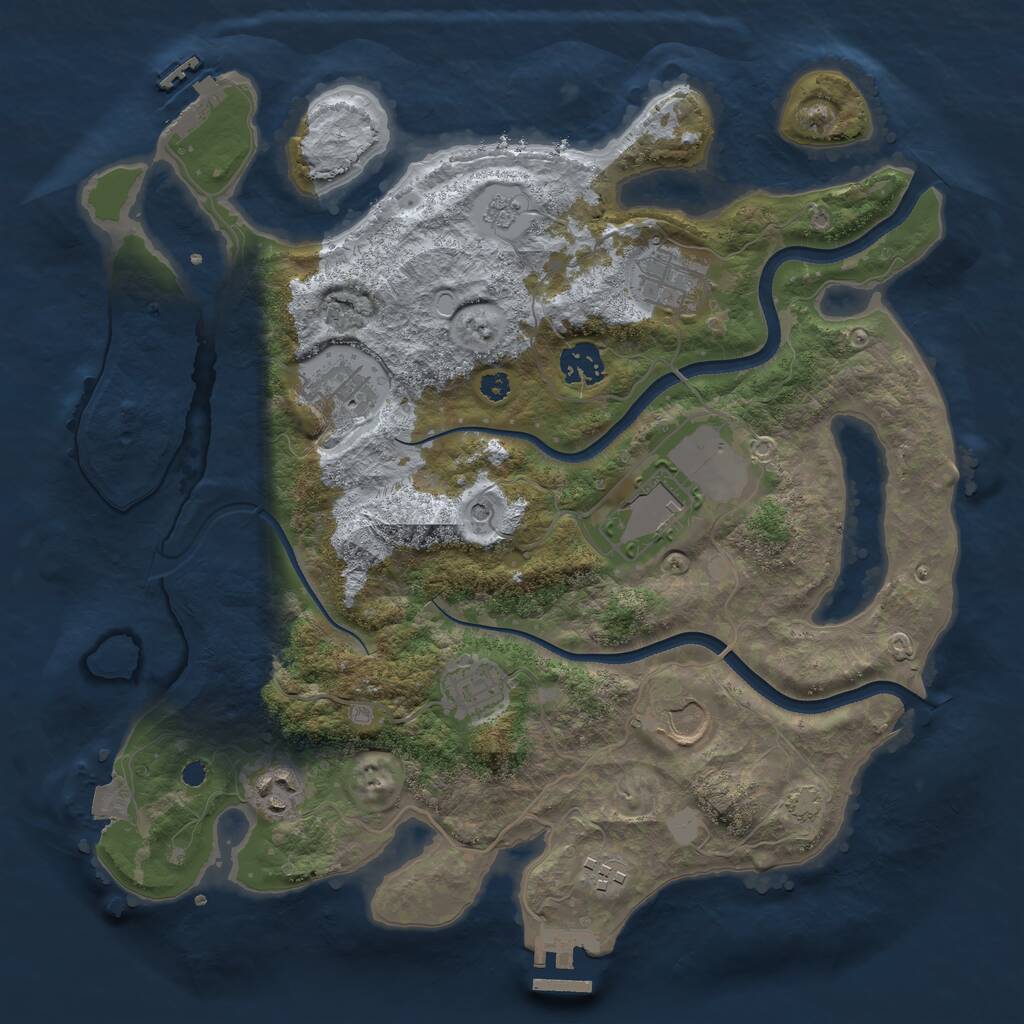 Rust Map: Procedural Map, Size: 3500, Seed: 865080532, 14 Monuments