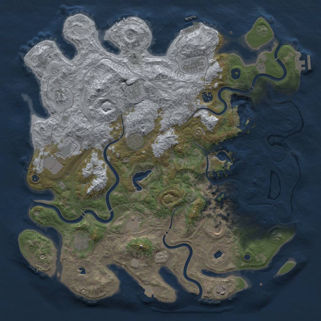 Rust Map: Procedural Map, Size: 4500, Seed: 523884171, 17 Monuments