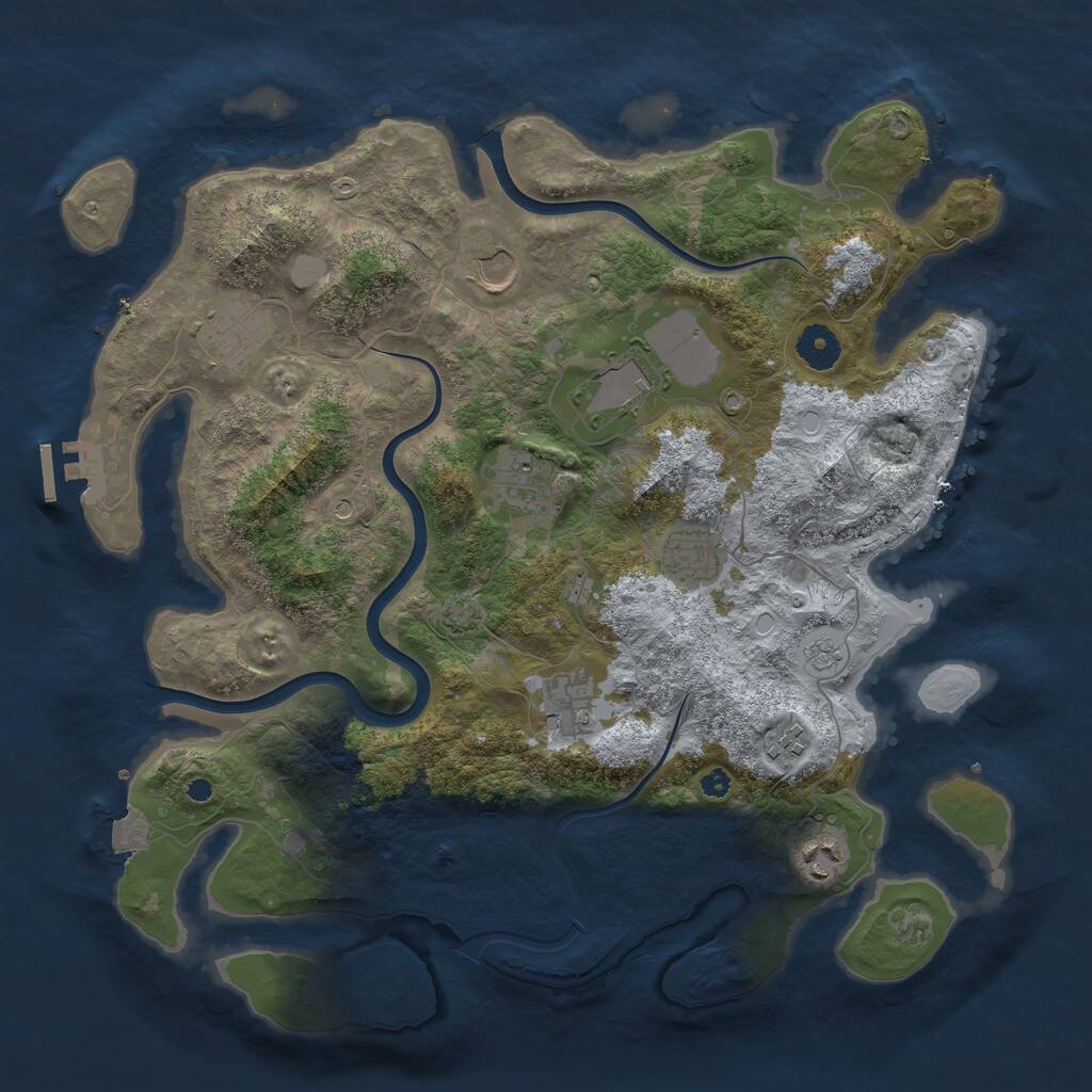 Rust Map: Procedural Map, Size: 3800, Seed: 1028898189, 13 Monuments