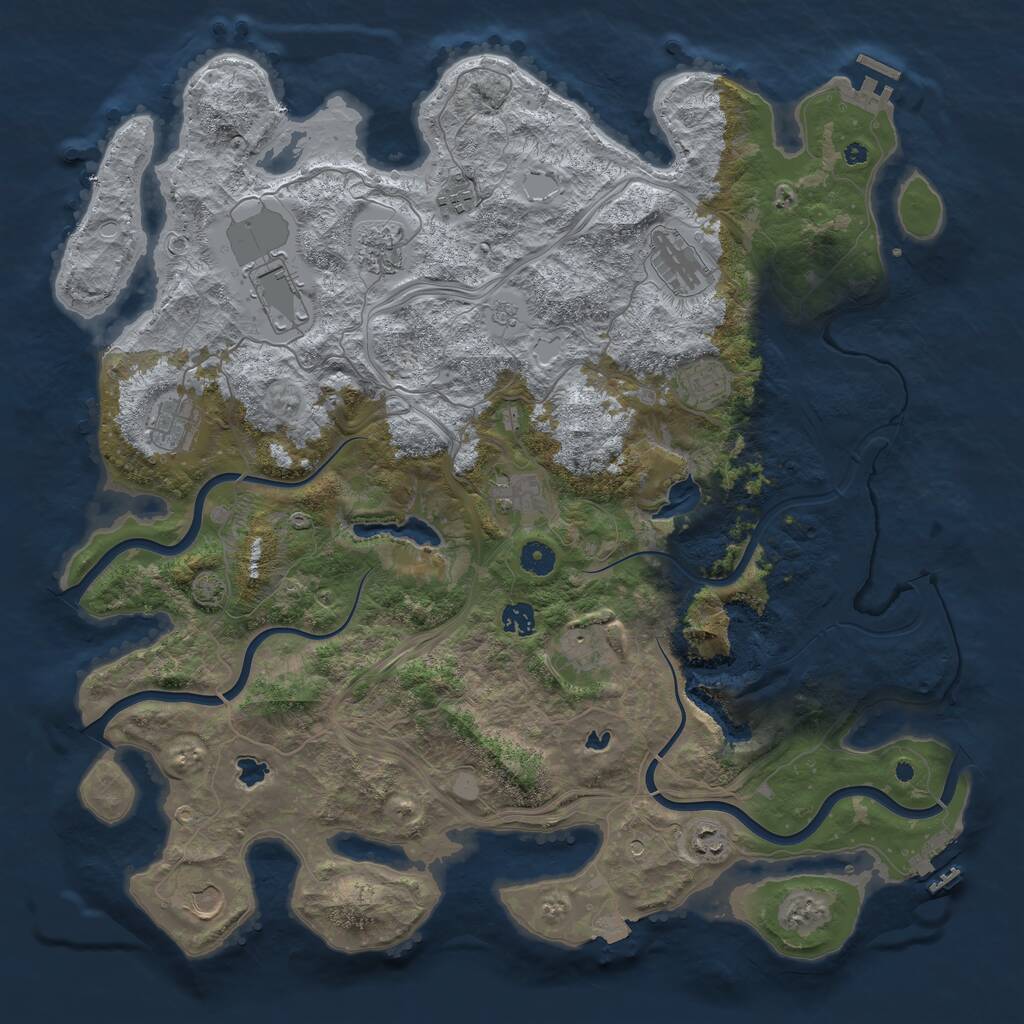 Rust Map: Procedural Map, Size: 4500, Seed: 429802432, 17 Monuments