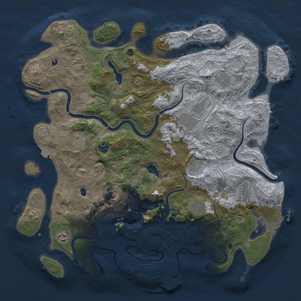 Rust Map: Procedural Map, Size: 4500, Seed: 516440878, 17 Monuments