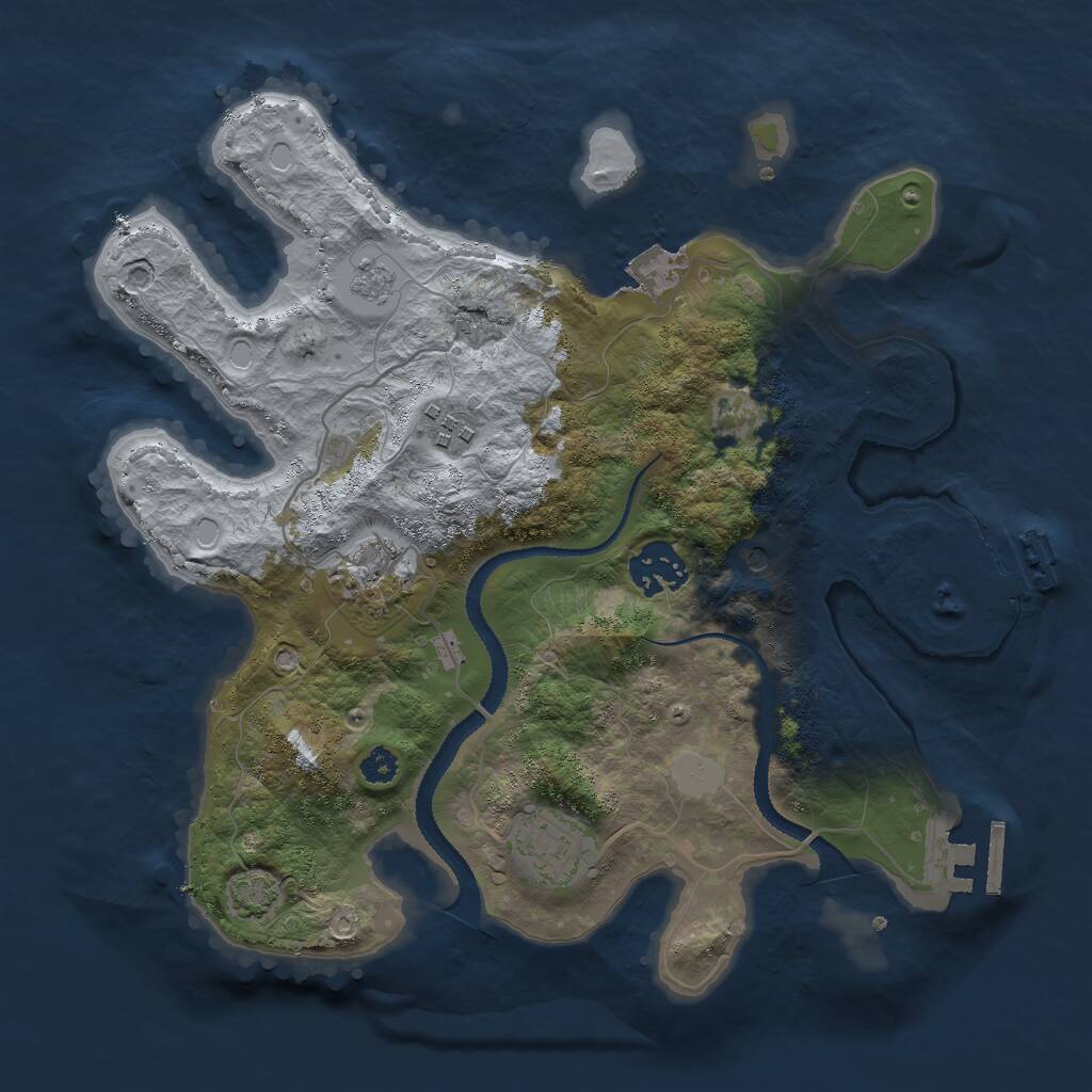Rust Map: Procedural Map, Size: 3000, Seed: 985164973, 10 Monuments