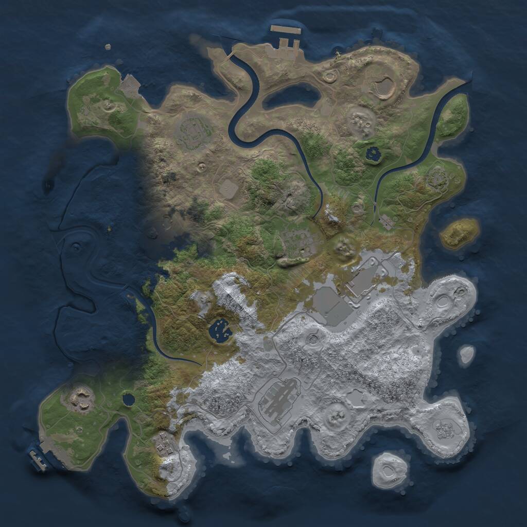 Rust Map: Procedural Map, Size: 3500, Seed: 583834959, 15 Monuments