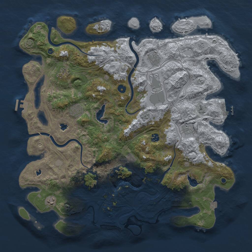Rust Map: Procedural Map, Size: 4500, Seed: 1290208726, 15 Monuments
