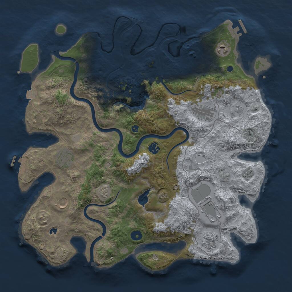 Rust Map: Procedural Map, Size: 4000, Seed: 431858726, 14 Monuments