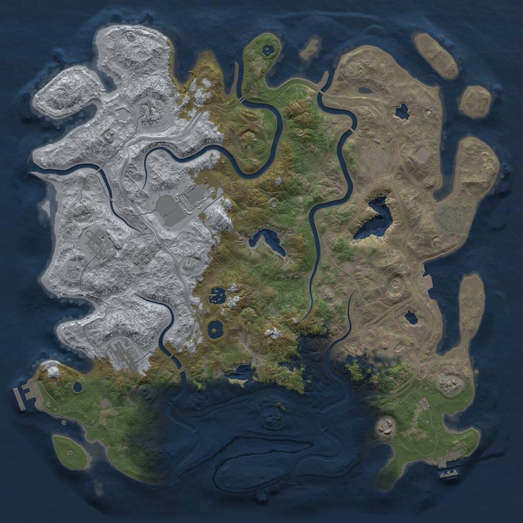 Rust Map: Procedural Map, Size: 4500, Seed: 961646967, 16 Monuments