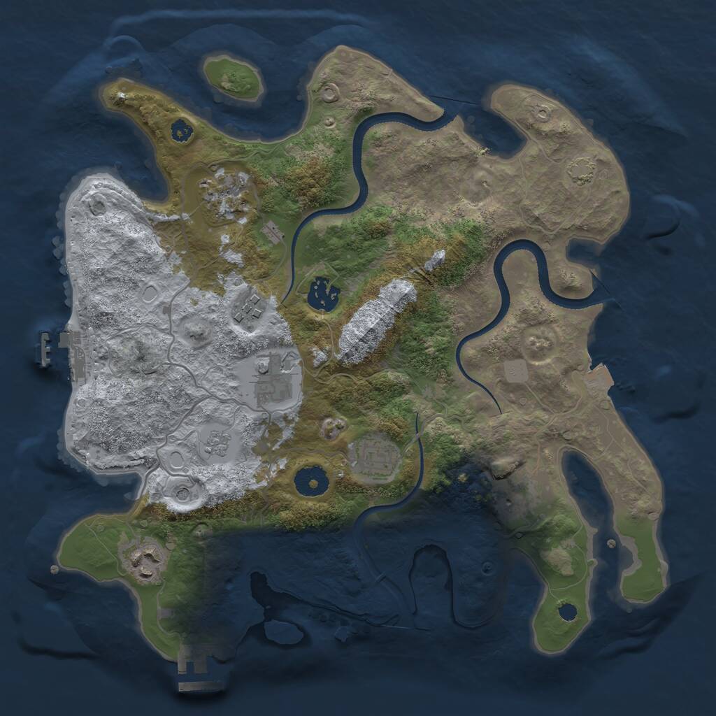Rust Map: Procedural Map, Size: 3300, Seed: 488303557, 13 Monuments