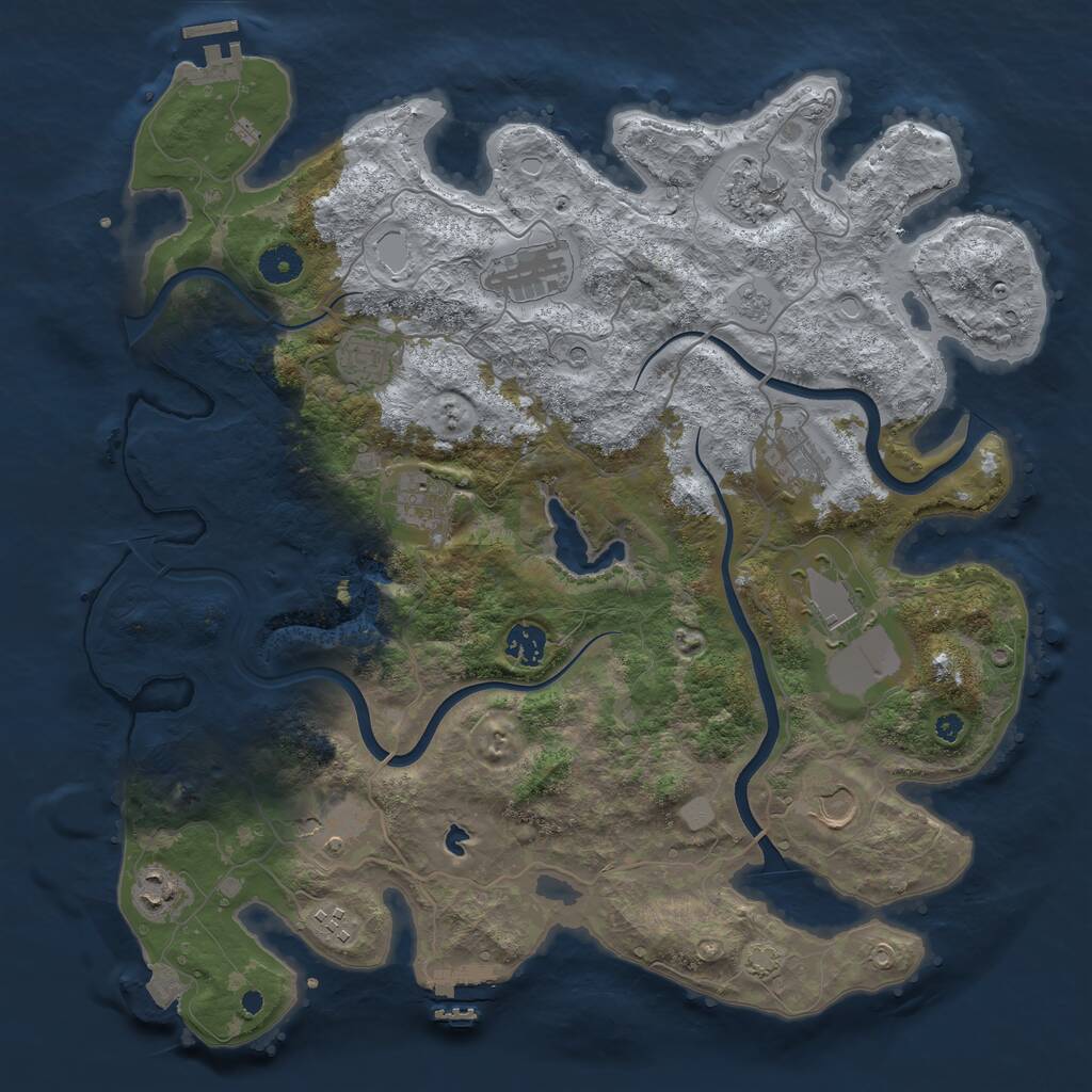 Rust Map: Procedural Map, Size: 4000, Seed: 244896946, 17 Monuments
