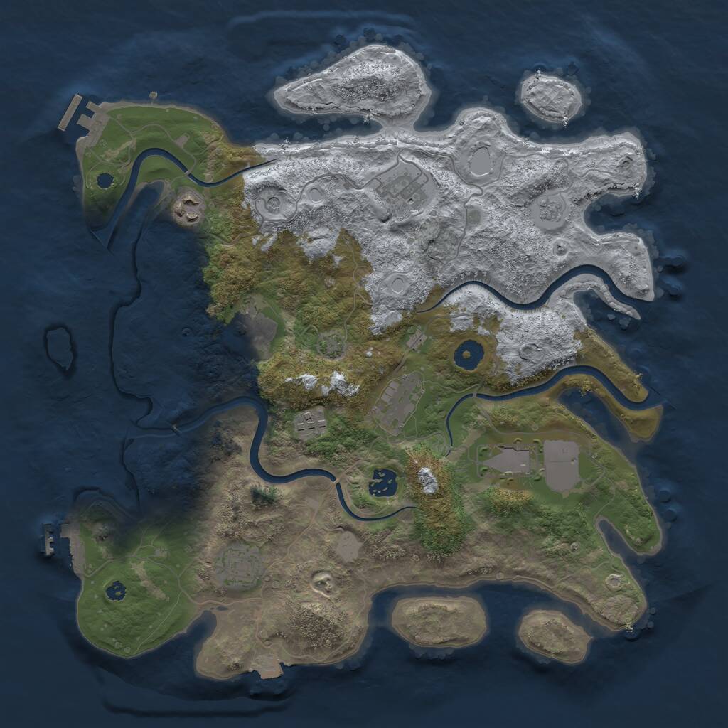 Rust Map: Procedural Map, Size: 3750, Seed: 123512696, 14 Monuments