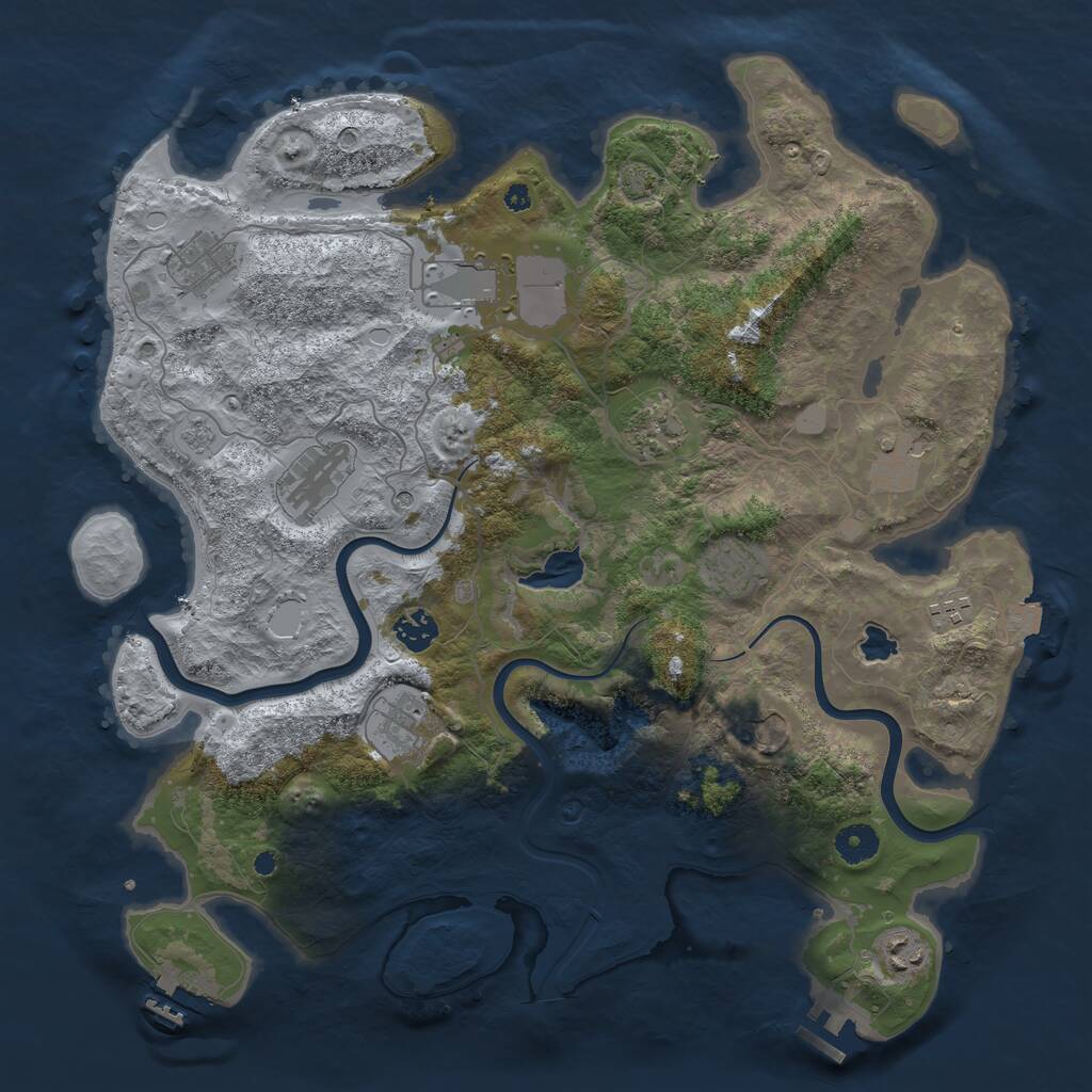 Rust Map: Procedural Map, Size: 4000, Seed: 1725402947, 17 Monuments