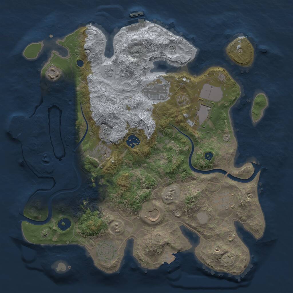 Rust Map: Procedural Map, Size: 3500, Seed: 608514812, 15 Monuments
