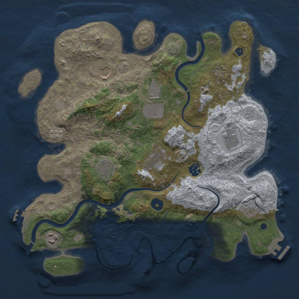 Rust Map: Procedural Map, Size: 3700, Seed: 665009217, 16 Monuments