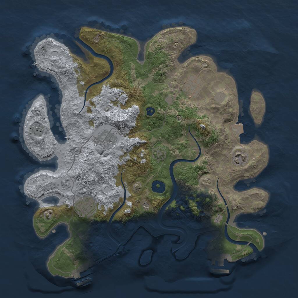 Rust Map: Procedural Map, Size: 3300, Seed: 1651239960, 11 Monuments