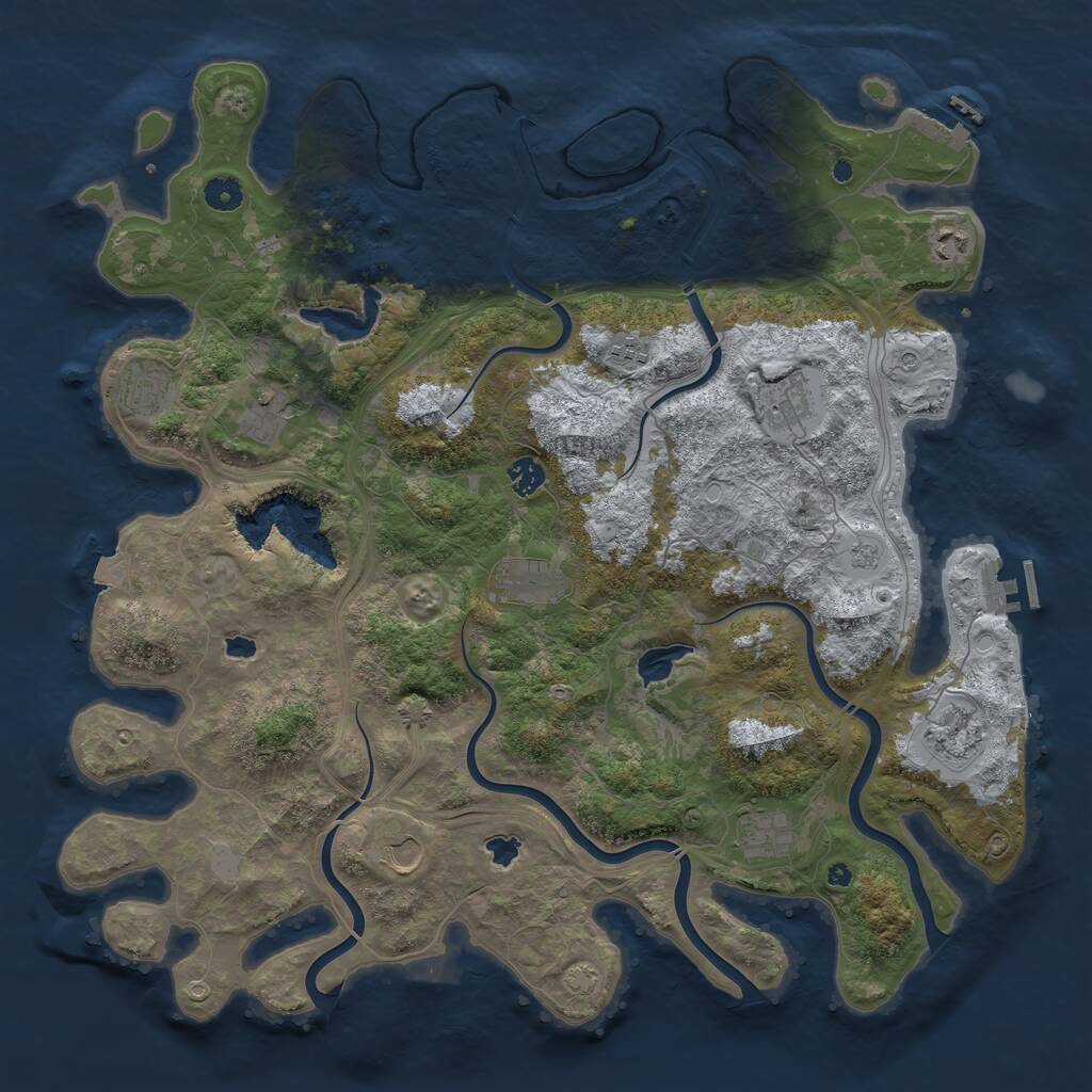Rust Map: Procedural Map, Size: 4500, Seed: 392290553, 16 Monuments