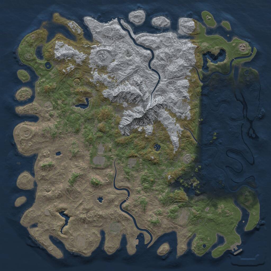 Rust Map: Procedural Map, Size: 6000, Seed: 129995660, 17 Monuments