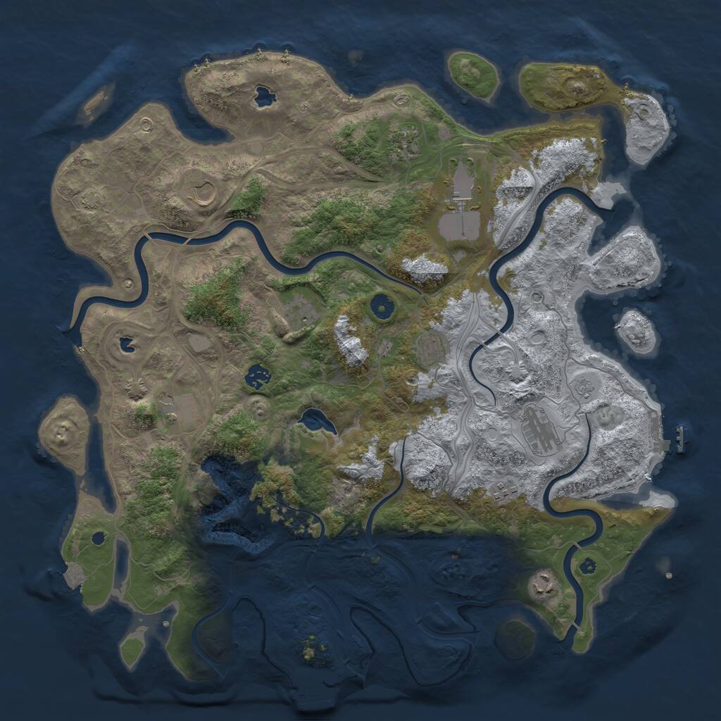 Rust Map: Procedural Map, Size: 4500, Seed: 1836760201, 16 Monuments