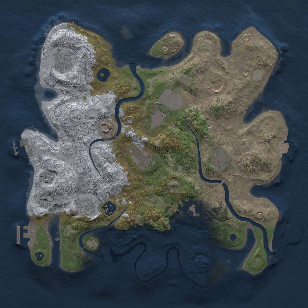 Rust Map: Procedural Map, Size: 3500, Seed: 1460035023, 16 Monuments