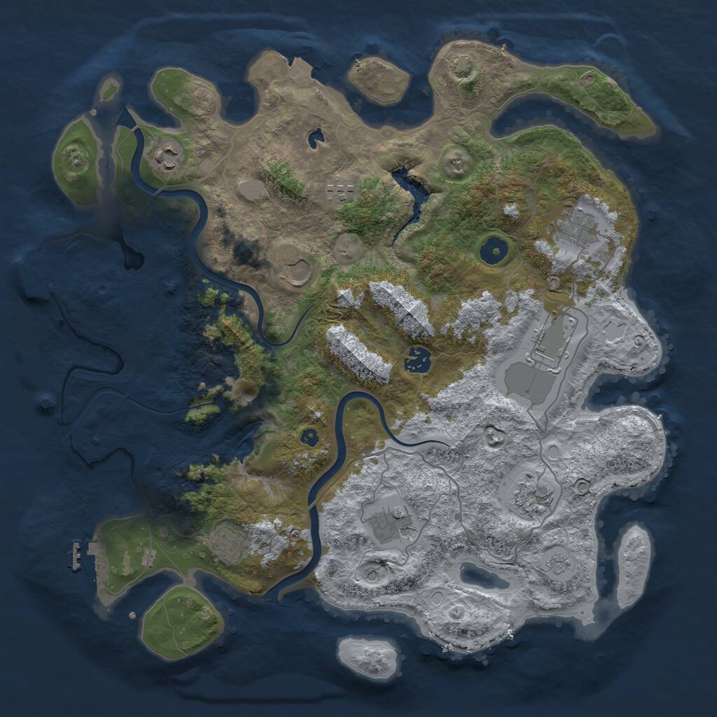 Rust Map: Procedural Map, Size: 4000, Seed: 694379217, 15 Monuments