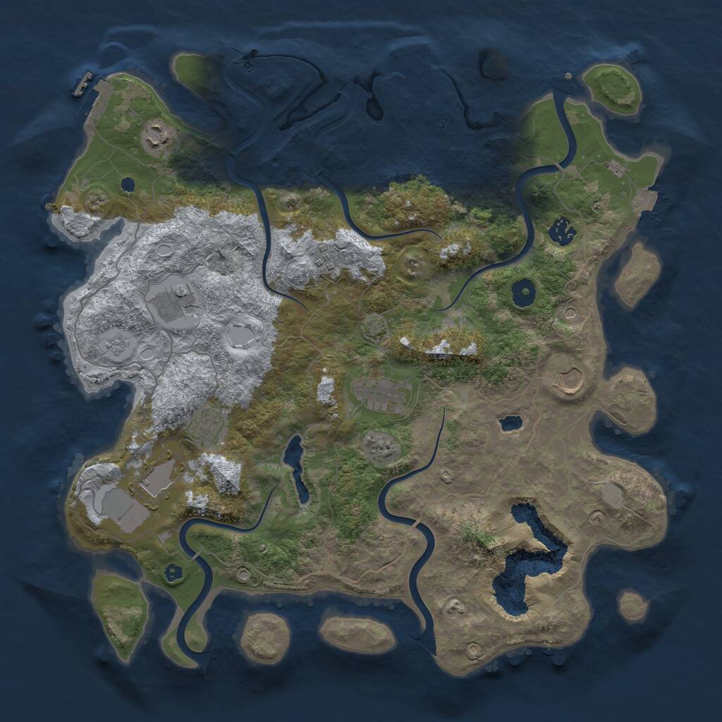 Rust Map: Procedural Map, Size: 4100, Seed: 3486489, 14 Monuments