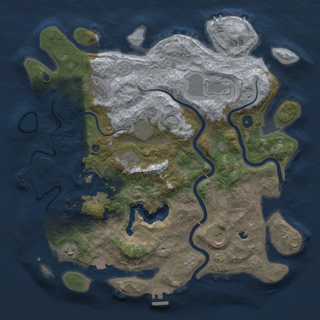 Rust Map: Procedural Map, Size: 4000, Seed: 492803876, 13 Monuments