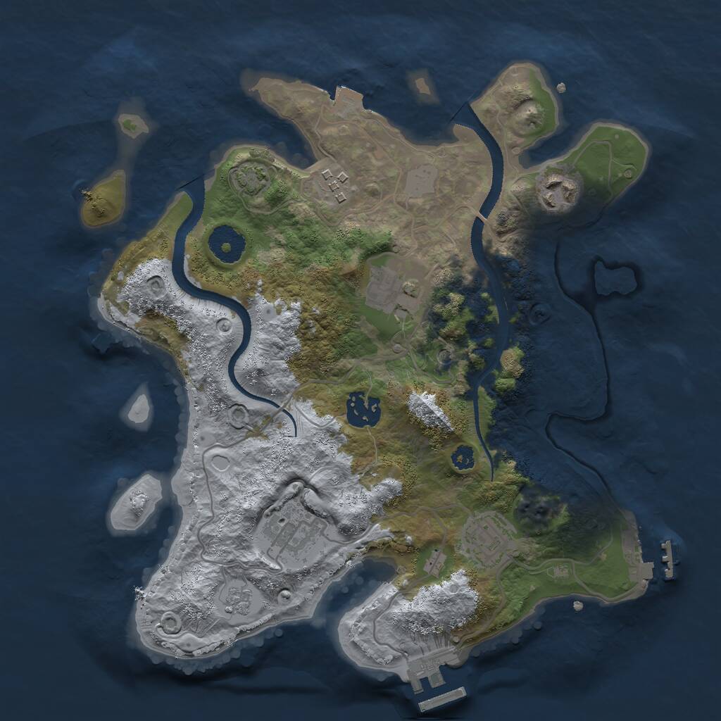 Rust Map: Procedural Map, Size: 3000, Seed: 676823406, 12 Monuments