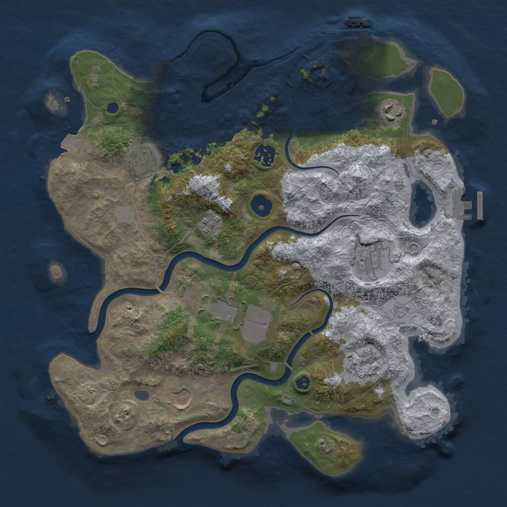 Rust Map: Procedural Map, Size: 3600, Seed: 49, 14 Monuments