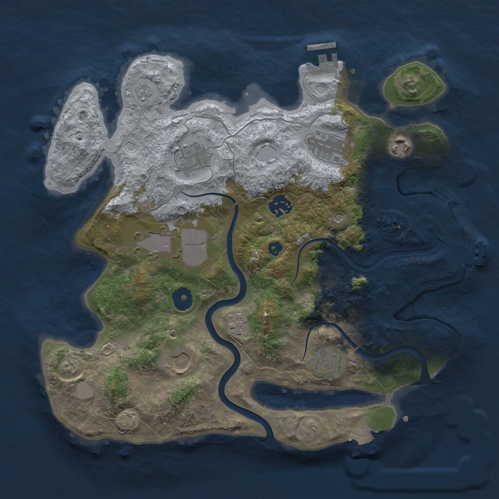 Rust Map: Procedural Map, Size: 3500, Seed: 706040702, 14 Monuments