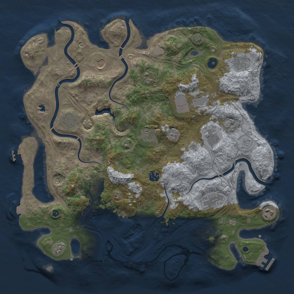 Rust Map: Procedural Map, Size: 4250, Seed: 579043495, 17 Monuments
