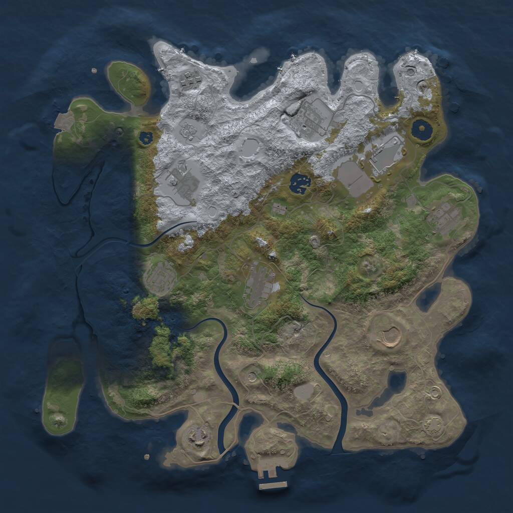 Rust Map: Procedural Map, Size: 3700, Seed: 433685313, 15 Monuments