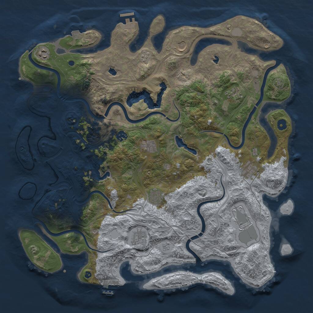 Rust Map: Procedural Map, Size: 4500, Seed: 187733396, 16 Monuments