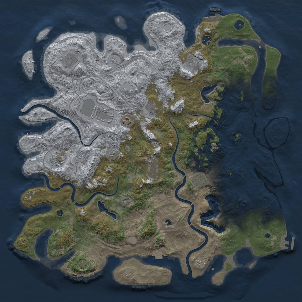 Rust Map: Procedural Map, Size: 4800, Seed: 55555, 16 Monuments